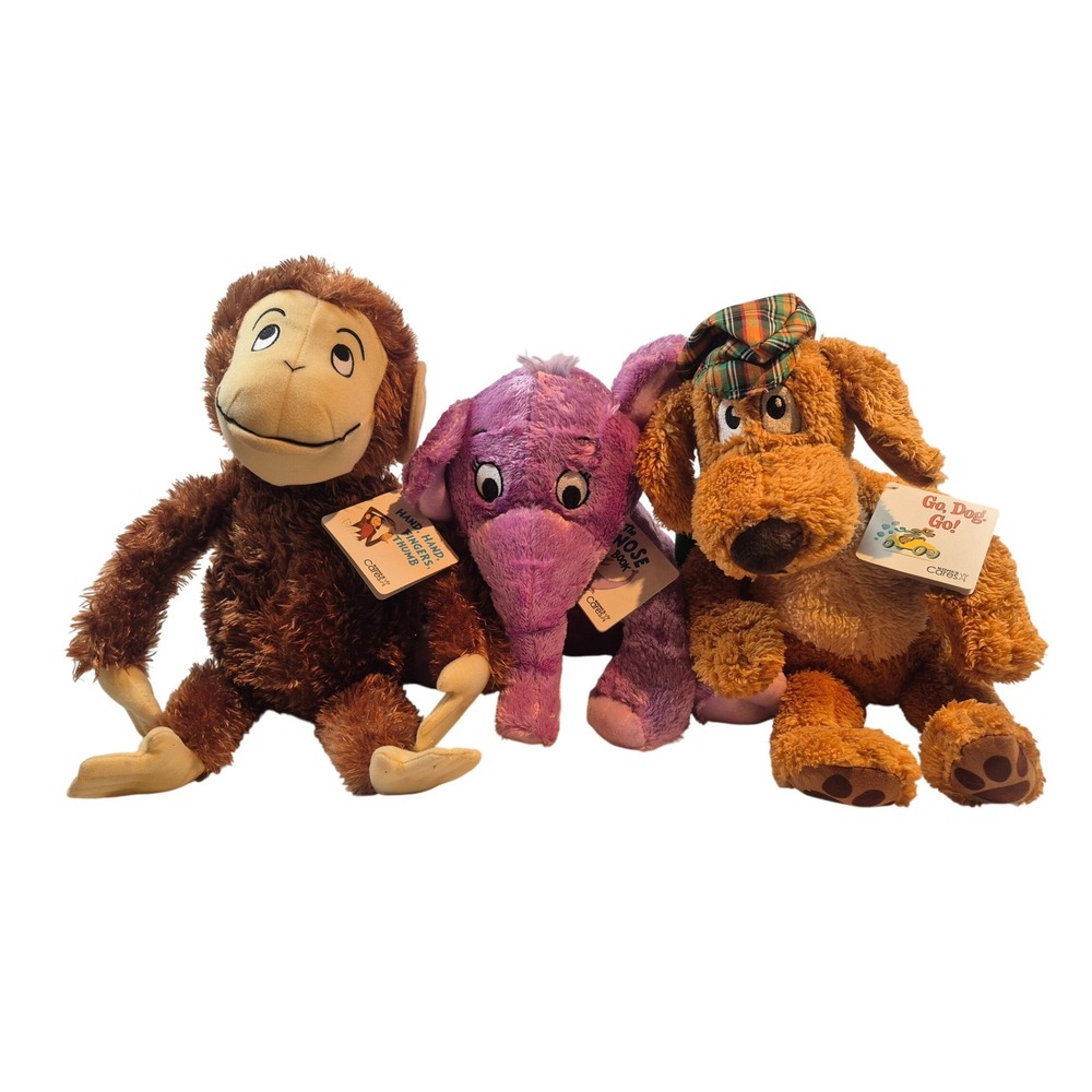 3 Kohls Cares Dr Seuss Plush Lot Go Dog Go The Nose Book Hand Hand Fingers Thumb